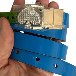 Kate Spade Patent Leather Rhinestone Buckle Reversible Belt Size Large